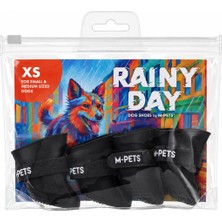 M-Pets Rainy Day Xs Köpek Yağmur Botu 4’lü Set Siyah, Küçük ve Orta Irk Köpekler Için