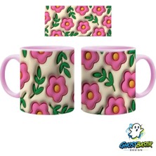 Ghostbastır Design Çiçekli Kupa Bardak | Tek Adet K0731