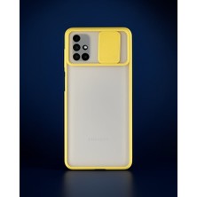 TeknoKapsül Samsung Galaxy M51 Kılıf Palm Buzlu Kamera Sürgülü Silikon - Sarı