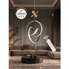 Markatech Yaren Siyah Gold Çizgi ve Kelebek Dekorlu Kumandalı Dimmerli 3 Renk LED Sarkıt Avize