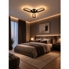 Markatech Ekol Siyah Cristalya Serisi Modern 3'lü Plafonyer 3 Renk Ledli Avize