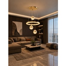 Markatech Merlin Gold Modern Sarkıt Kumandalı Dimmerli 3 Renk Ledli Avize - Çap 40 cm