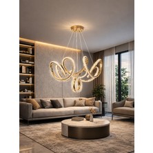 Markatech Prestij Cristalya Gold Kaplama 3 Renk LED Sarkıt Avize, Çap 50 cm