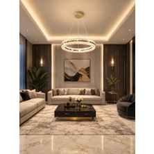 Markatech Hanzade Gold Kaplamalı Çift Yönlü Kumandalı Dimmerli 3 Renk Ledli Avize - Çap 40 cm