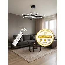 Markatech Lupin Siyah Modern Sarkıt Kumandalı Dimmerli 3 Renk Ledli Avize - Çap 60 cm