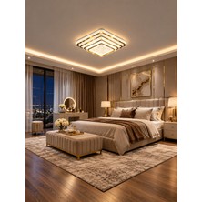 Markatech Inci Cristalya Gold 4 Katlı Plafonyer Kumandalı Dimmerli 3 Renk Ledli Avize - Çap 40 cm