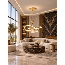 Markatech Vetro Gold Kaplama Çift Ledli Desenli 3 Renk LED Sarkıt Avize