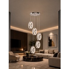 Markatech Tetra Krom 5'li Kumandalı Dimmerli 3 Renk LED Sarkıt Avize