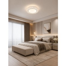 Markatech Truva Dantelya Beyaz Yuvarlak Kumandalı Dimmerli 3 Renk LED Plafonyer Avize, Çap 33 cm