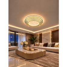 Markatech Safir Cristalya Gold 4 Katlı Kumandalı Dimmerli 3 Renk LED Plafonyer Avize, Çap 50 cm