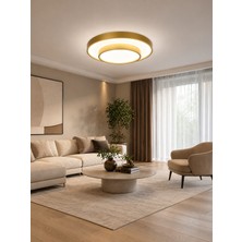 Markatech Maldiv Gold Modern 2 Katlı Plafonyer Kumandalı Dimmerli 3 Renk Ledli Avize - Çap 50 cm