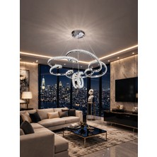 Markatech Platin Cristalya Gold Kaplama 3 Renk LED Sarkıt Avize, Çap 50 cm