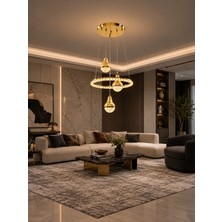 Markatech Viola Gold Kumandalı Dimmerli 3 Renk LED Sarkıt Avize, Çap 40 cm