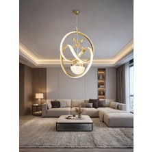 Markatech Bianca Gold Kaplamalı Modern Sarkıt 3 Renk Ledli Avize