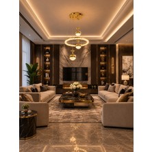 Markatech London Gold Modern Sarkıt Kumandalı Dimmerli 3 Renk Ledli Avize - Çap 40 cm