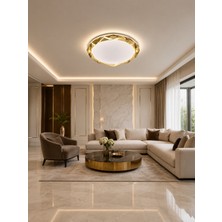 Markatech Estelya Gold Baklava Ayna Model Plafonyer Kumandalı Dimmerli 3 Renk Ledli Avize - Çap 50 cm