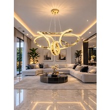 Markatech Monza Cristalya Gold Kaplama 3 Renk LED Sarkıt Avize, Çap 45 cm