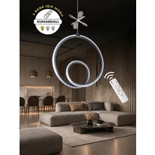Markatech Yakamoz Siyah Krom Çizgi ve Kelebek Dekorlu Kumandalı Dimmerli 3 Renk LED Sarkıt Avize