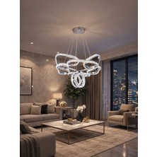 Markatech Porto Cristalya Krom Kaplama 3 Renk LED Sarkıt Avize, Çap 45 cm