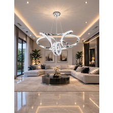 Markatech Monza Cristalya Krom Kaplama 3 Renk LED Sarkıt Avize, Çap 50 cm