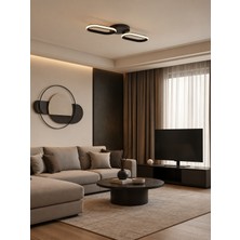 Markatech Hermes Siyah Modern 2'li Plafonyer Beyaz Ledli Avize