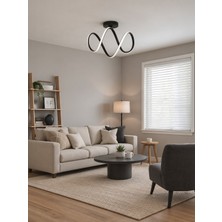Markatech Dolce Siyah Modern Plafonyer Beyaz Ledli Avize