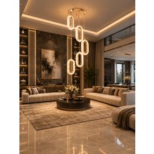 Markatech Eleni Gold Modern 5'li Sarkıt Kumandalı Dimmerli 3 Renk Ledli Avize