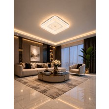 Markatech Hisar Modern Kare Plafonyer Kumandalı Dimmerli 3 Renk Ledli Avize - Çap 50 cm