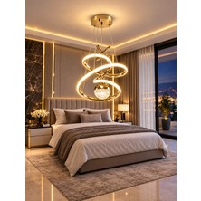 Markatech Luxora Gold Kaplamalı Modern Sarkıt 3 Renk Ledli Avize