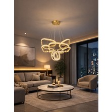 Markatech Porto Cristalya Gold Kaplama 3 Renk LED Sarkıt Avize, Çap 45 cm