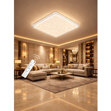 Markatech Bonita Cristalya Kare Plafonyer Kumandalı Dimmerli 3 Renk Ledli Avize - Çap 60 cm