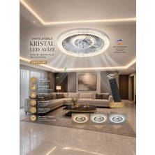 Markatech Ossa Kristalli Kumandalı Vantilatörlü LED Avize, Bakır Motorlu