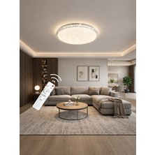 Markatech Bonita Cristalya Yuvarlak Plafonyer Kumandalı Dimmerli 3 Renk Ledli Avize - Çap 50 cm