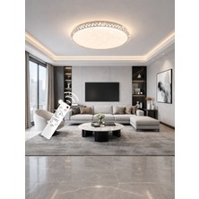 Markatech Bonita Cristalya Yuvarlak Plafonyer Kumandalı Dimmerli 3 Renk Ledli Avize - Çap 60 cm