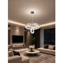 Markatech Şahande Krom Kaplama Çift Yönlü Kumandalı Dimmerli 3 Renk LED Avize, Çap 40 cm
