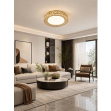 Markatech Truva Dantelya Gold Kumandalı Dimmerli 3 Renk LED Plafonyer Avize, Çap 50 cm