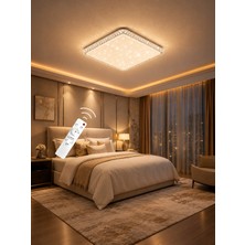 Markatech Bonita Cristalya Kare Plafonyer Kumandalı Dimmerli 3 Renk Ledli Avize - Çap 40 cm