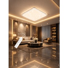 Markatech Bonita Cristalya Kare Plafonyer Kumandalı Dimmerli 3 Renk Ledli Avize - Çap 50 cm