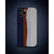 TeknoKapsül Apple Iphone 12 Pro Max Kılıf Ebruli Lansman Silikon - Lacivert-Krem