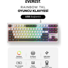 Everest KB-98 SILENT TKL Beyaz/Gri Mavi Rainbow Q Membrane Klavye