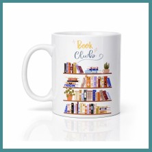 Trendexa Book Club Temalı Kupa Model 243 Kitap Severler Için Tasarım Baskılı Seramik Kahve Kupası Mac