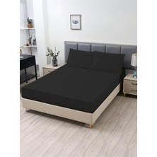 Ranforce Akfil Siyah Lastikli Çarşaf Yastık Kılıflı Tek Çift Kişilik Battal Boy Fitted Çarşaf Seti Siyah 120 x 200 200 x 200
