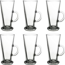 '55861 – Çay Bardağı Kulplu Columbian 263 ml Çay, Latte Macchiato, Irish Coffee, Romlu Süt, Sıcak Şarap, Sıcak Çikolata Için, 6'li Set