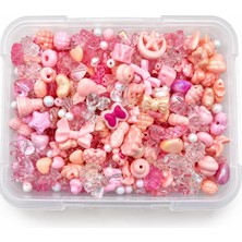 Pamuk Şekeri Pembe Karışık Boncuk &amp; Charm Set 100 Gram