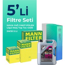 Mann  Renault Fluence 1.5 Dizel Filtre Bakım Seti Liqui Moly Motor Yağlı (2010-2016) 5 Li