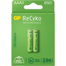 Rs Gp Recyko 650MAH Aaa Şarj Edilebilir Ince Kalem Pil 2'li Paket