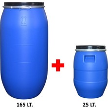 GLC PAINTS Plastik Varil Seti 165 Lt. ve 25 Lt. Akdeniz Mavi Manuel Kilitli Uzun Ömürlü Depolama