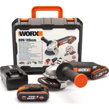 Tr WX800 20VOLT 2.0 Ah. Li-Ion Çift Akülü 115MM Profesyonel Şarjlı Avuç Taşlama