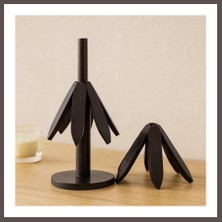 Ecotrend Bambu Ahşap Katlanır Nihale 20 cm - Standlı, Yaprak Desenli (2'li) ECO123