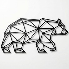 Tr Metal Duvar Sanatı - Geometrik Ayı -3d Duvar Silueti Metal Duvar Dekoru Ev Ofis Dekorasyonu Yatak Odası Oturma Odası Dekorasyonu (30 G x 15 Y/76X38CM)